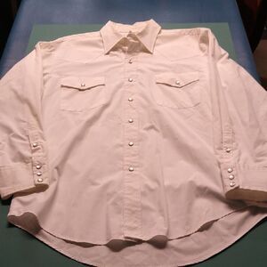 Malco Modes Men's 16 1/2  34 White Western Pearl Snap Shirt Country Cowboy Ranch